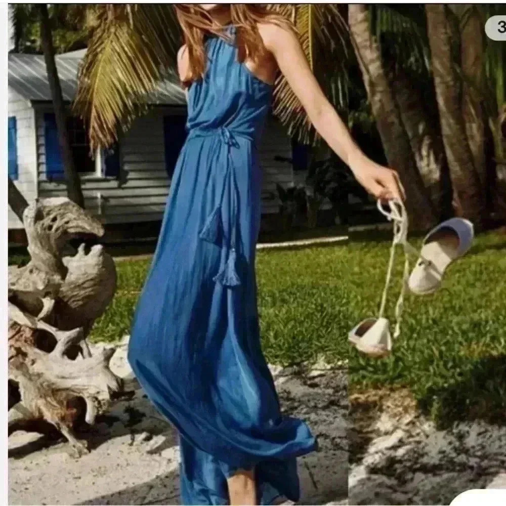 LOFT  Maxi Dress blue Beach Bohemian size S